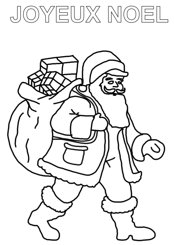 Coloriage père noël sac de cadeaux