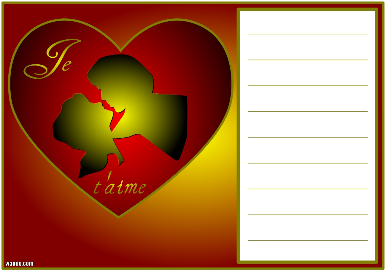 Carte je t'aime Saint Valentin